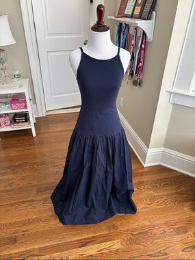 J. Crew Navy Spaghetti-Strap Maxi Dress